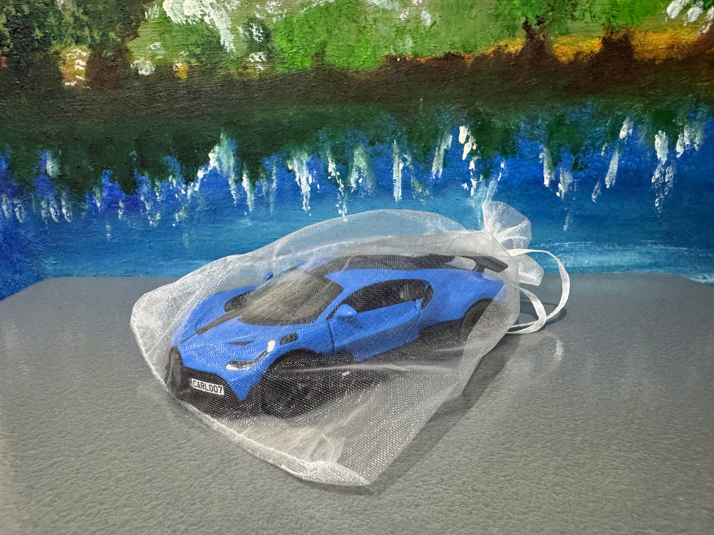 Licensed Bugatti Divo Diecast Car 1:36 – Blue/Black Model with Custom Name Plate – Collectible Toy Car Gift for Kids & Adults – Gift Sleeve