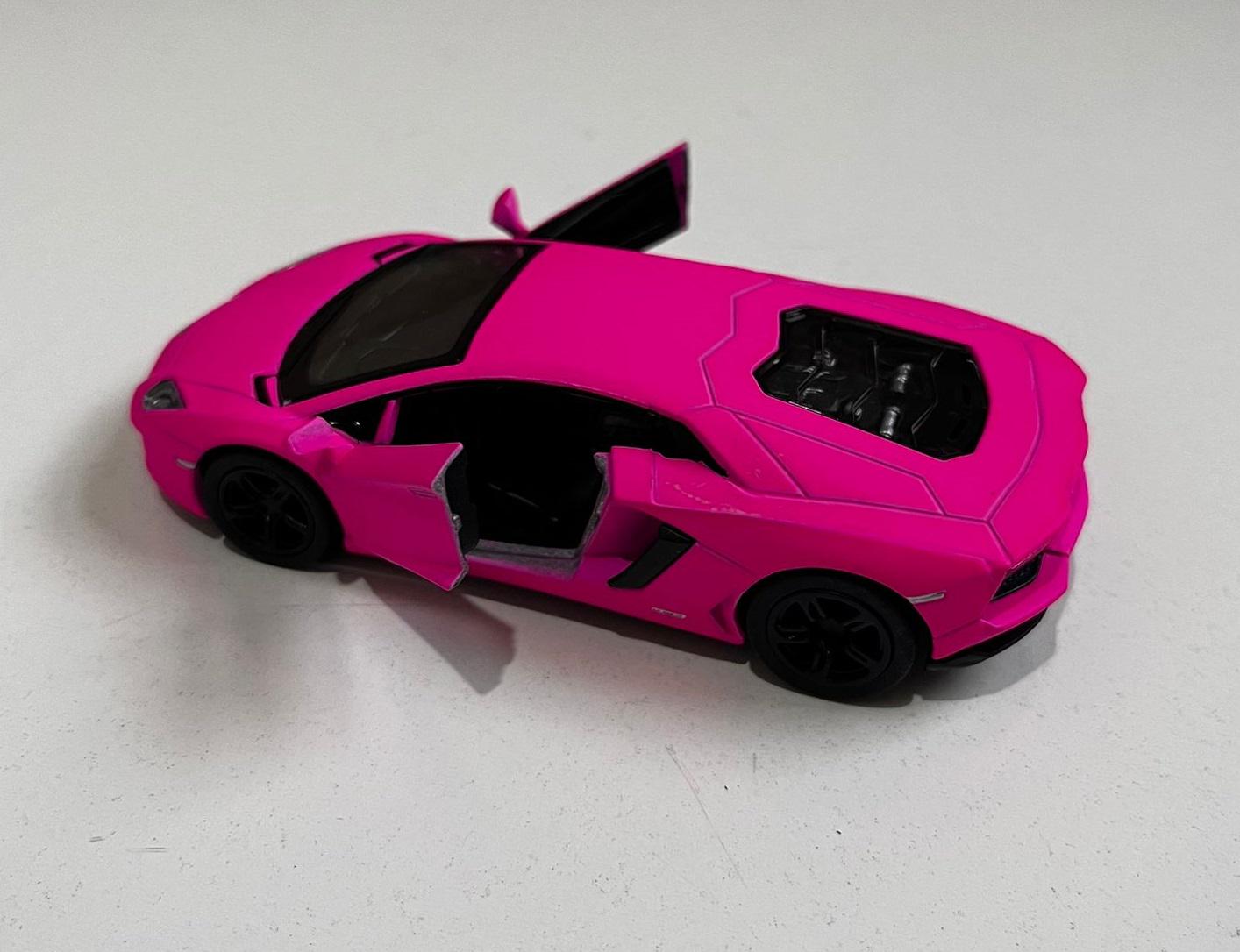 Kinsmart Meta 1/36 Scale - Lamborghini Aventador Pull Back Action - Pink/Yellow, birthday gift mother day gif lovely present