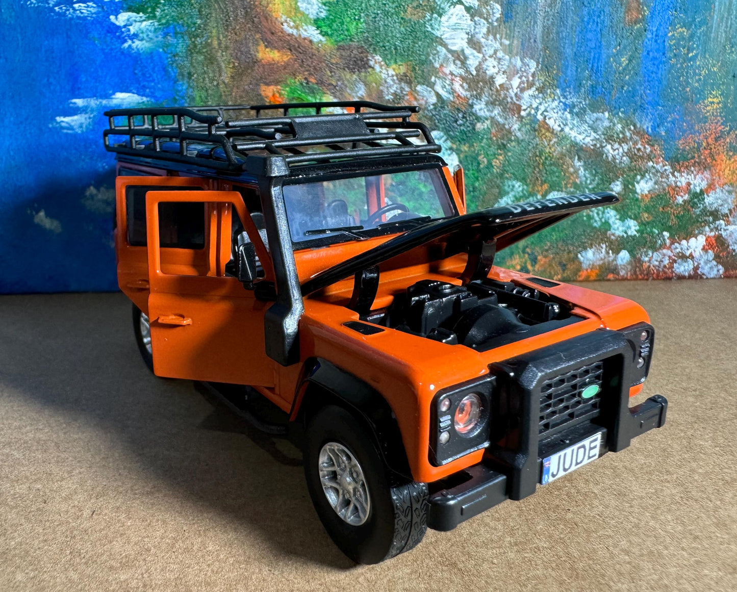 Land Rover Defender PERSONALIZED PLATES Model Toy Car boy dad husband anniversary birthday gift Boxed all open doors Sound Light Collection