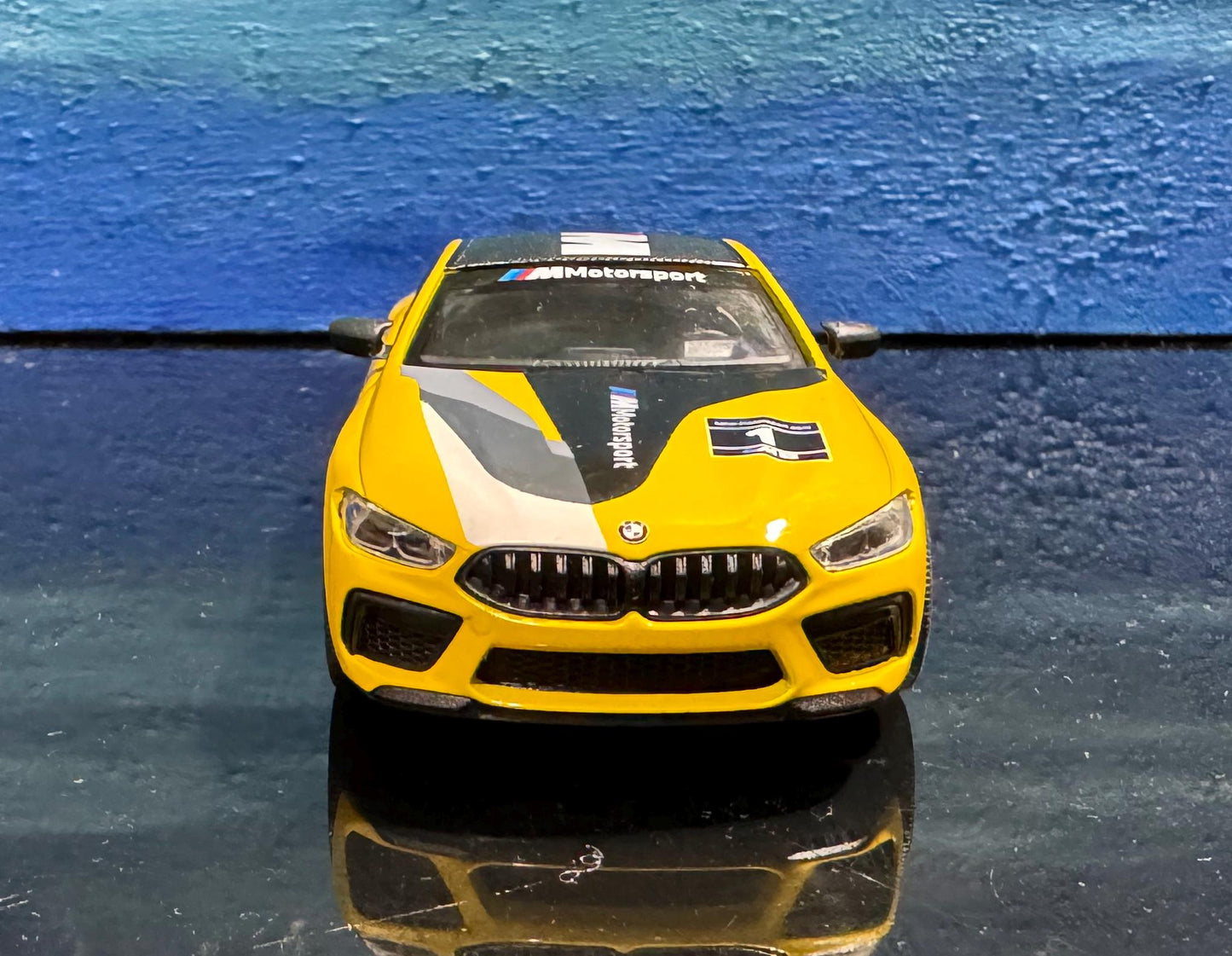 BMW M8 Competition Coupe Diecast Model 1:38 – Pull Back Toy Car with Open Doors, Yellow Red Collectible Gift for Him Kids Car Lovers