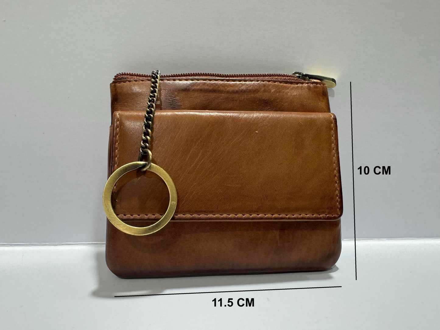 Designer Leather Key-ring & Coin Pouch - RFID Safe | Unisex Brown Gift Boxed | Mother's Day Gift Ideas | Keys - Change Holder Gift Boxed