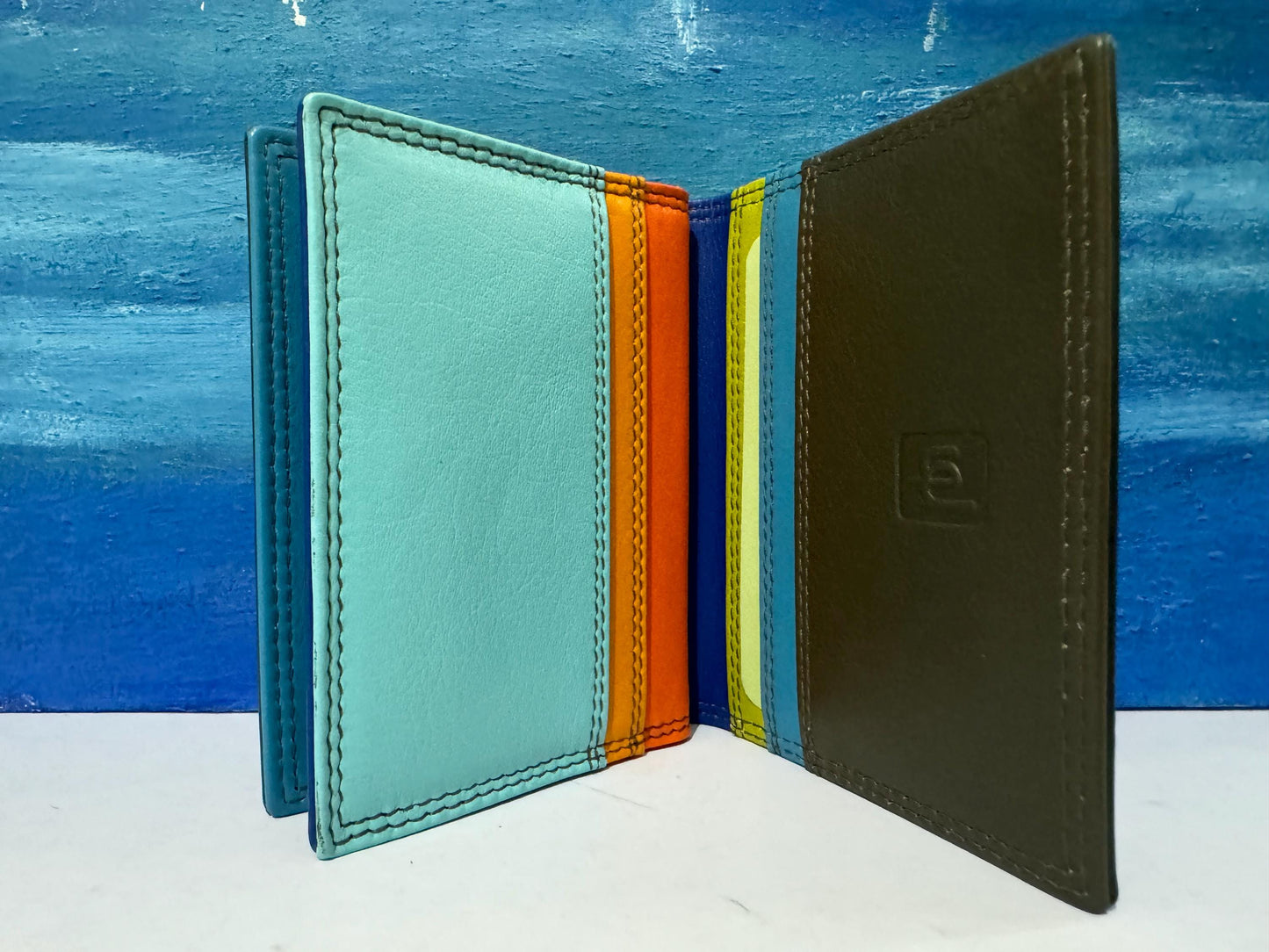 Olive/black prime hide, Soft Nappa leathers Multi Colour Credit Card Holder wallet birthday gift present – Gift Boxed- 6090