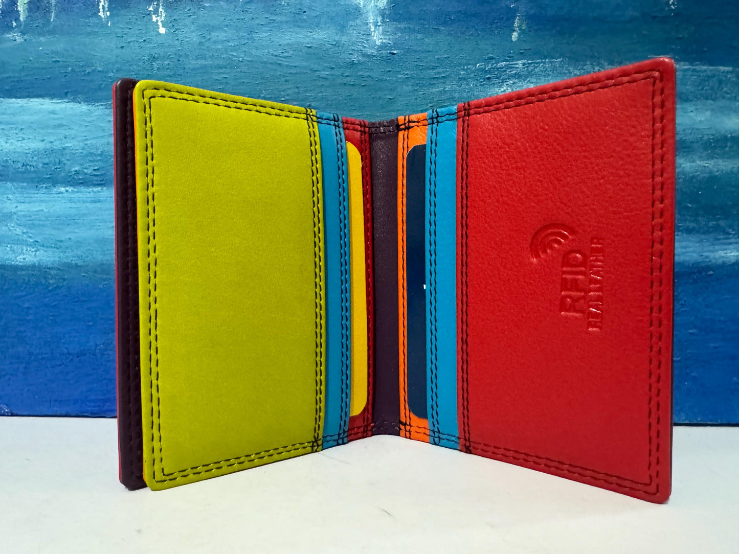 Olive/black prime hide, Soft Nappa leathers Multi Colour Credit Card Holder wallet birthday gift present – Gift Boxed- 6090