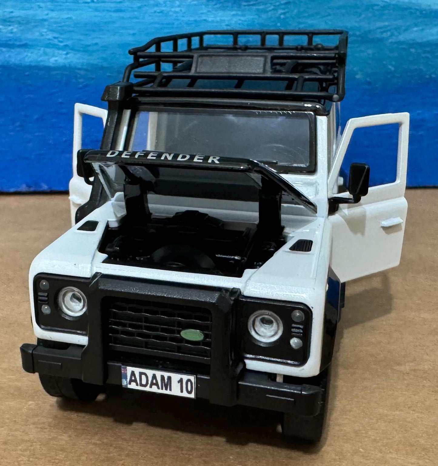 Land Rover Defender PERSONALIZED PLATES Model Toy Car boy dad husband anniversary birthday gift Boxed all open doors Sound Light Collection