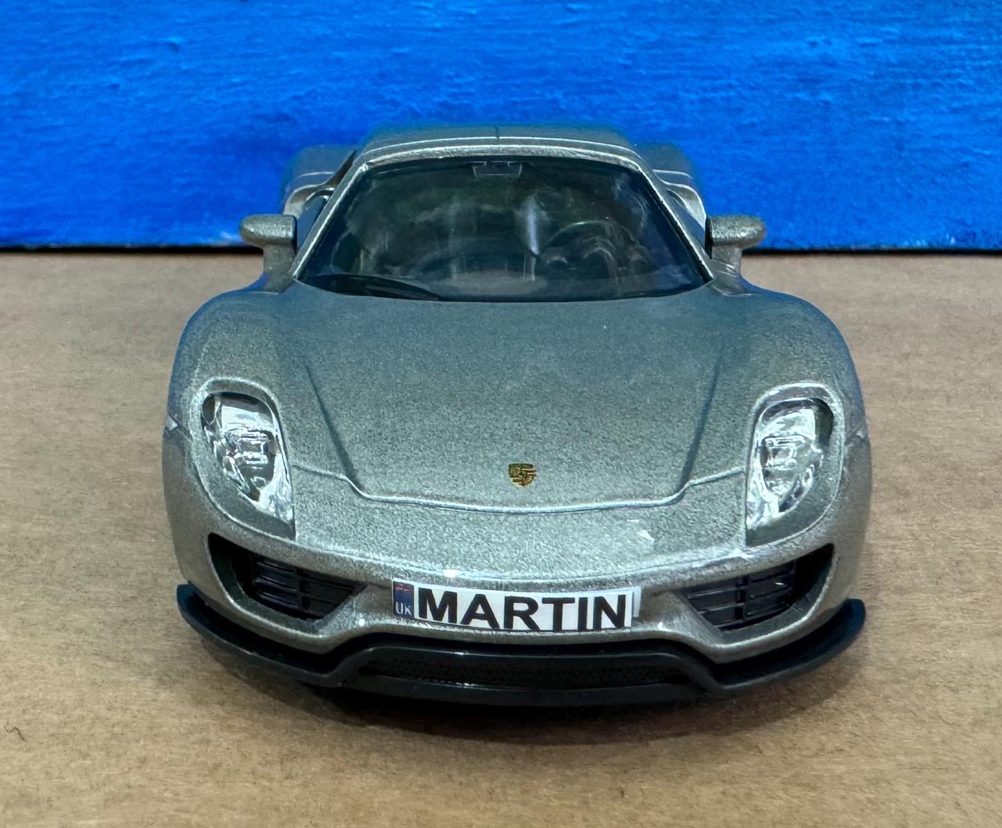 Personalized Name Porsche 918 Spyder Diecast Model Car, 1/36 Scale Collectible | Dad, Husband, Uncle | Anniversary, Birthday Present, Boxed