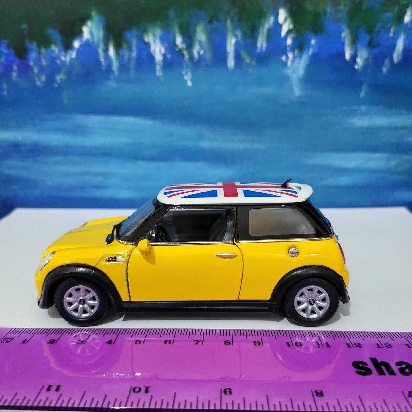PERSONALIZED PLATES Yellow Mini Cooper S Toy Car Model boy girl dad mom uncle grandad brother sister birthday present NEW cake topper