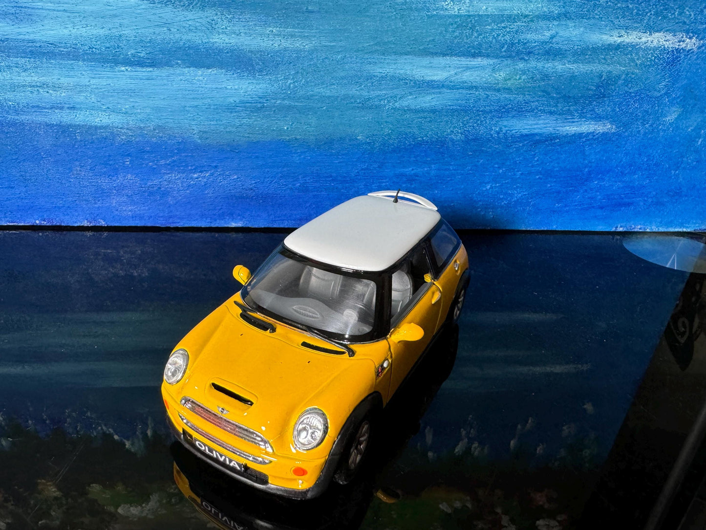 Yellow Mini Cooper S Diecast Car 1:28 Scale – Collectible Model with Custom Name Plate, Toy Car Gift, Mini Cooper Model Display Gift Sleeves