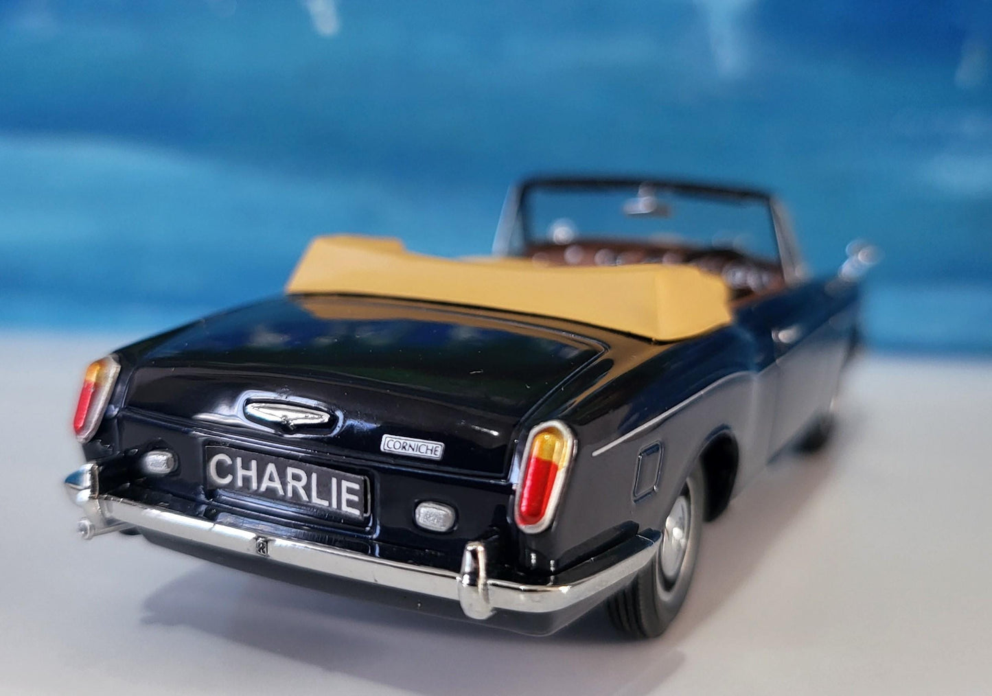 Rolls Royce Corniche Conv Open Indigo Blue Oxford YOUR NAME PLATE Dad Sister Mom husband wife uncle granddad granny aunty wedding Gift Box