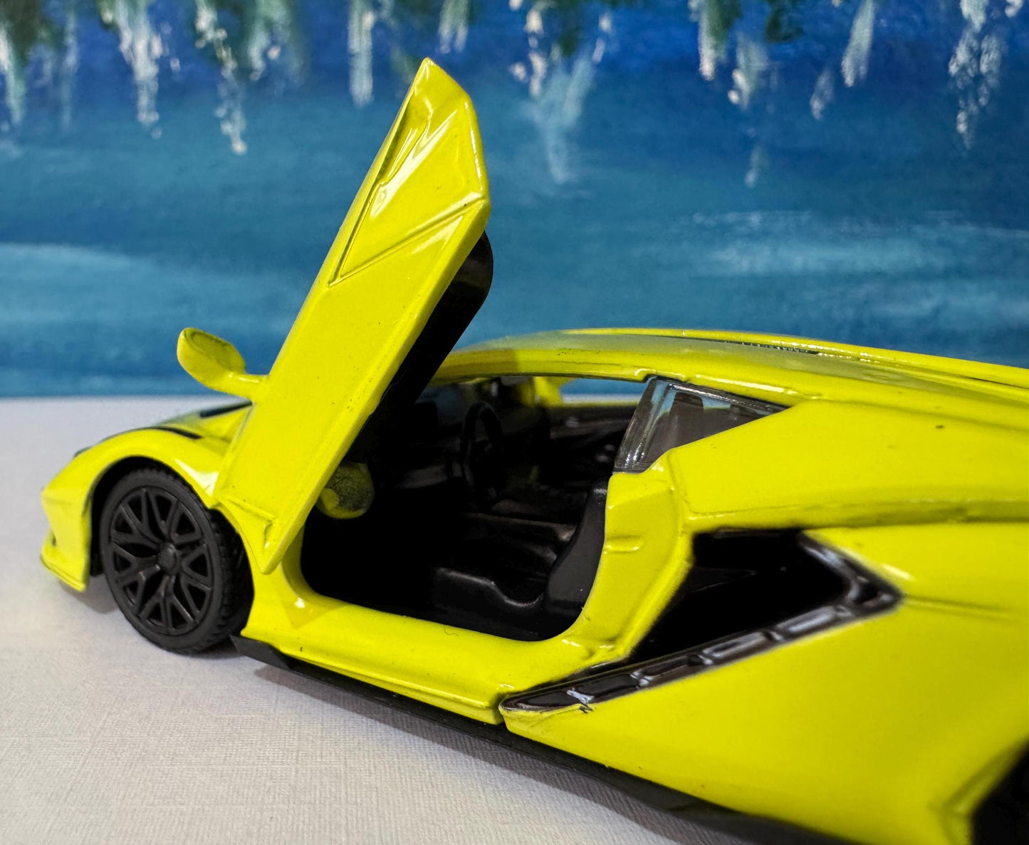 Neon Yellow Lamborghini Sian FKP 37 Licensed Model Car, Personalised Plate, Gift for Boy, Girl, Dad, Mom, Grandad Birthday, Easter gift Box