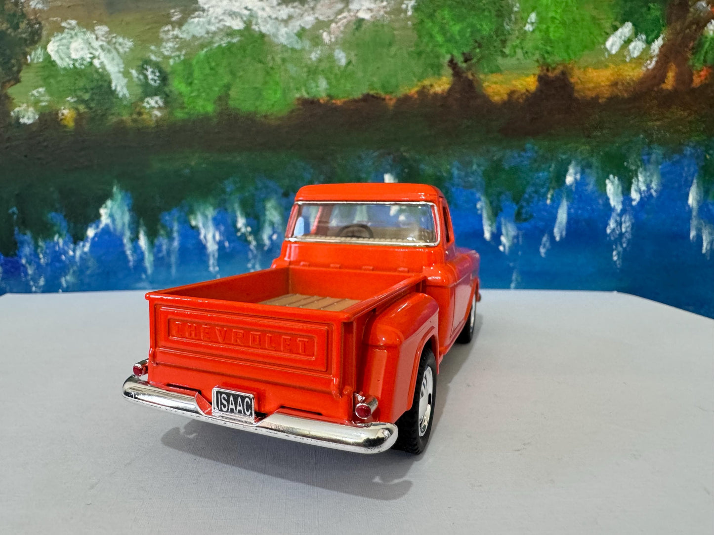 Personalized Name 1955 Chevy Stepside Pickup 1:32 Diecast – Kinsmart Licensed Pull-Back Toy – Gift Sleeve (4 Colors) – Custom Boy's Car Gift