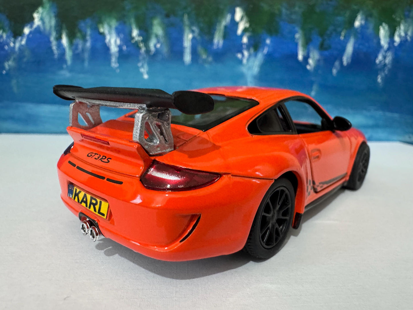 Licensed Porsche GT3 RS Model Car PERSONALISED PLATE boy girl husband wife uncle grandad brother wedding/anniversary gift - Orange Sleeves