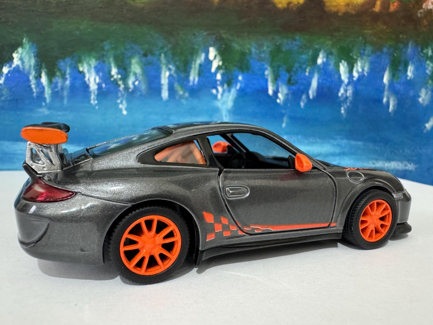 Porsche GT3 RS Model Car YOUR NAME Plate boy girl friend husband wife uncle cousin, nephew, niece brother special occasion gift-Grey Sleeves