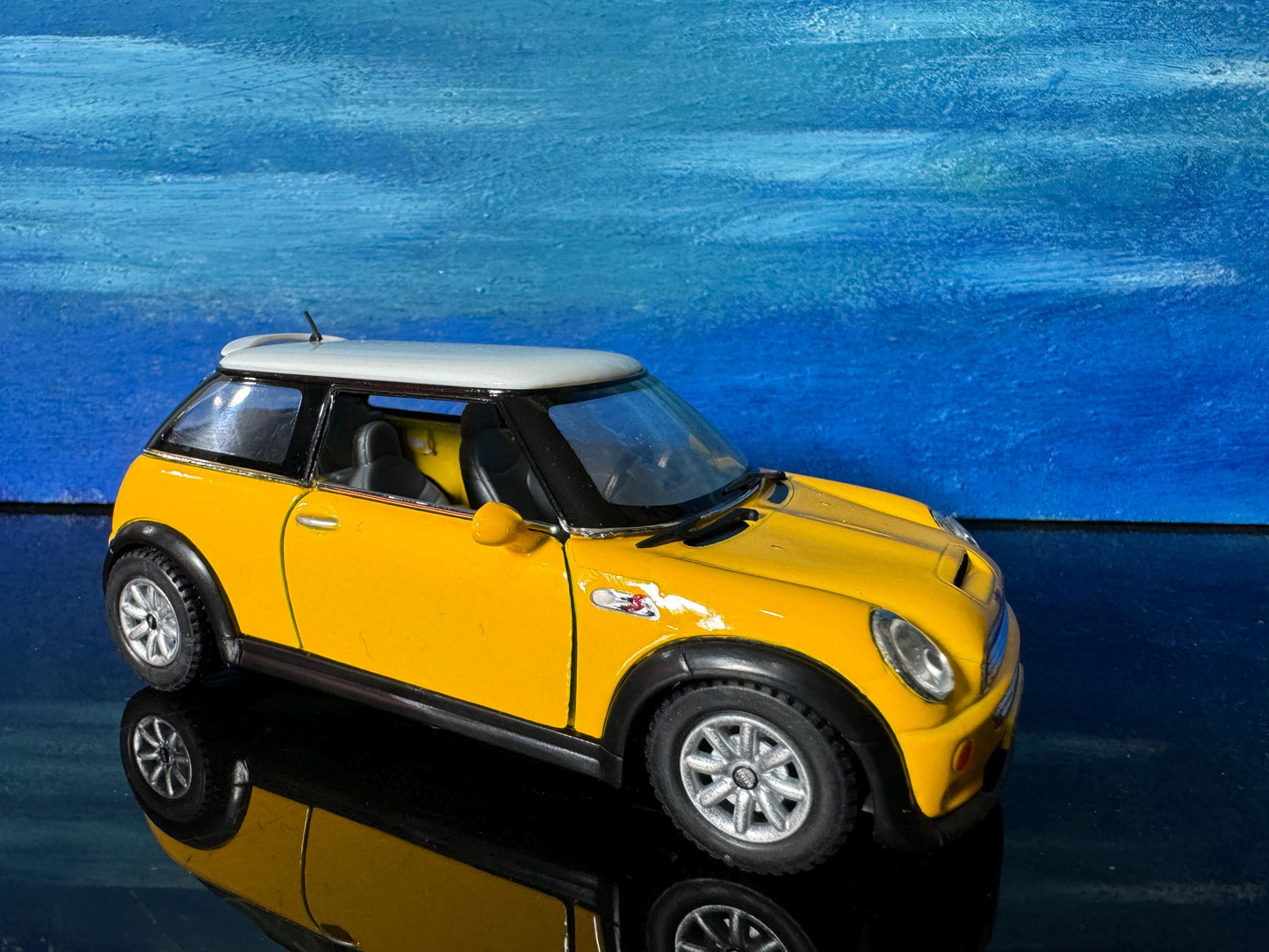 Yellow Mini Cooper S Diecast Car 1:28 Scale – Collectible Model with Custom Name Plate, Toy Car Gift, Mini Cooper Model Display Gift Sleeves