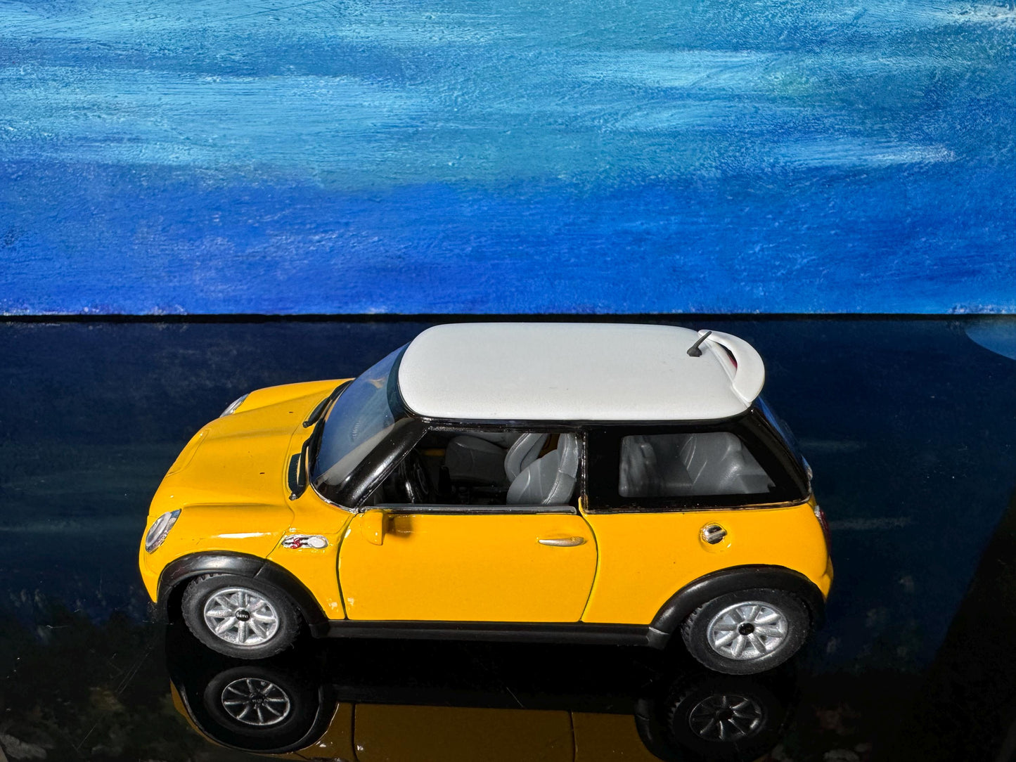 Yellow Mini Cooper S Diecast Car 1:28 Scale – Collectible Model with Custom Name Plate, Toy Car Gift, Mini Cooper Model Display Gift Sleeves