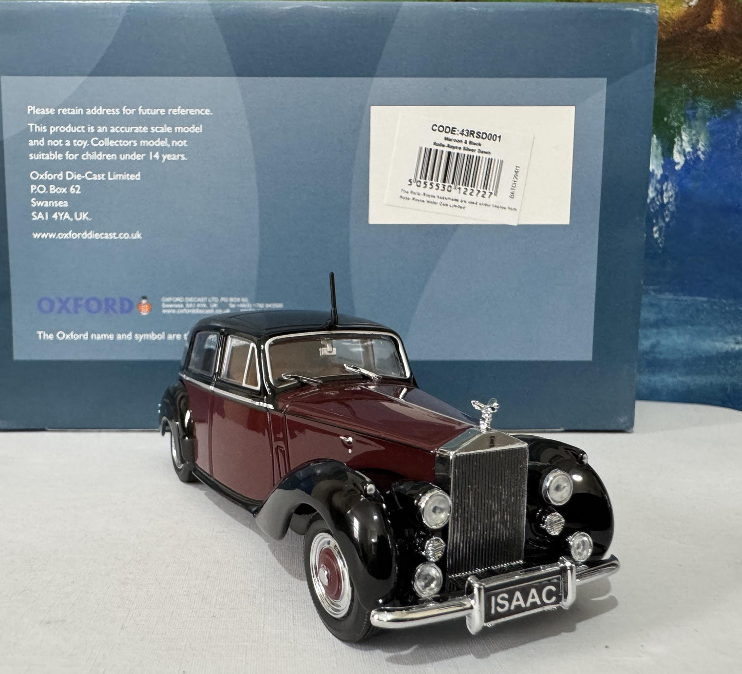 Personalized Rolls Royce Silver Dawn Std Steel Maroon Black Oxford Diecast Model – Custom Name Gift for Dad, Mom, Husband, Wife, Sister Box