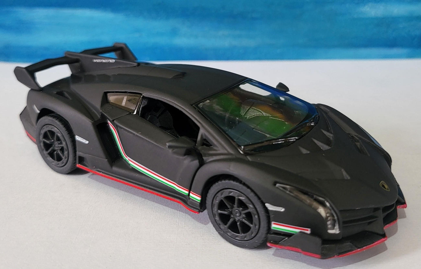 Personalized Name PlateLicense Lamborghini Veneno Toy Car, Pull Back Action 1:32 Scale Model Gift for Boys, Dad, Men - Includes Gift Sleeves