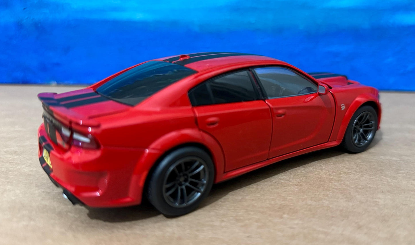 PERSONALIZED PLATES Dodge Charger Model Toy Car boy dad birthday gift light sound bonnet boot four door open 1:32 Boxed