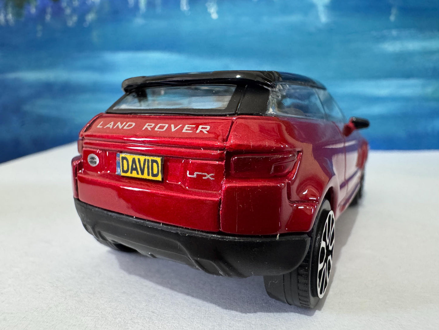 Landrover LRX Evoque toy car PERSONALISED PLATES Model boy dad uncle grandad brother Birthday Christmas gift present New Boxed 1:43 scale