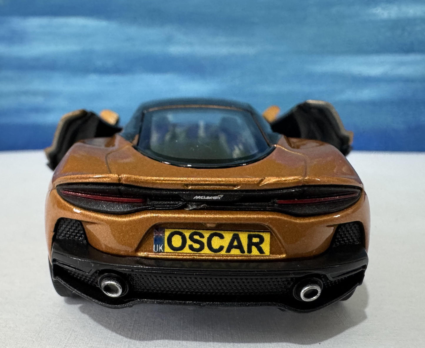 PERSONALISED PLATES McLaren GT toy Car Model boy girl dad mom uncle grandad husband wife brother birthday Easter gift present Boxed Bronze