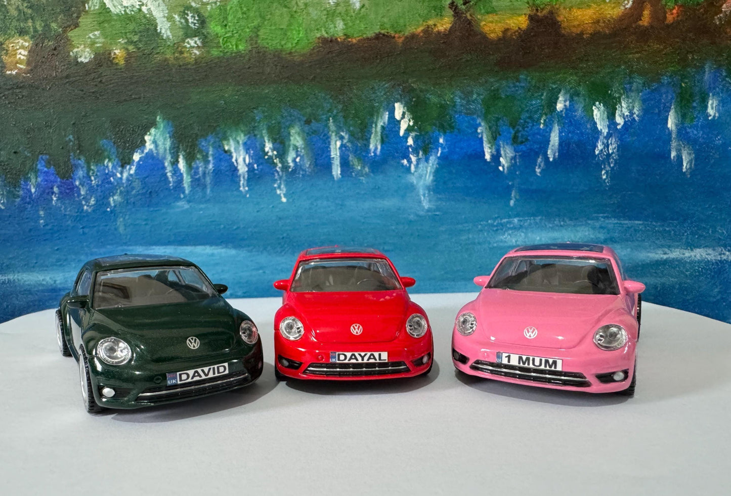 Personalised VW Volkswagen Beetle Toy Car, 1:43 Scale Model–Gift for Boy, Girl, Dad, Mom, Grandad, Birthday - Easter gift, 4 Colours, Boxed