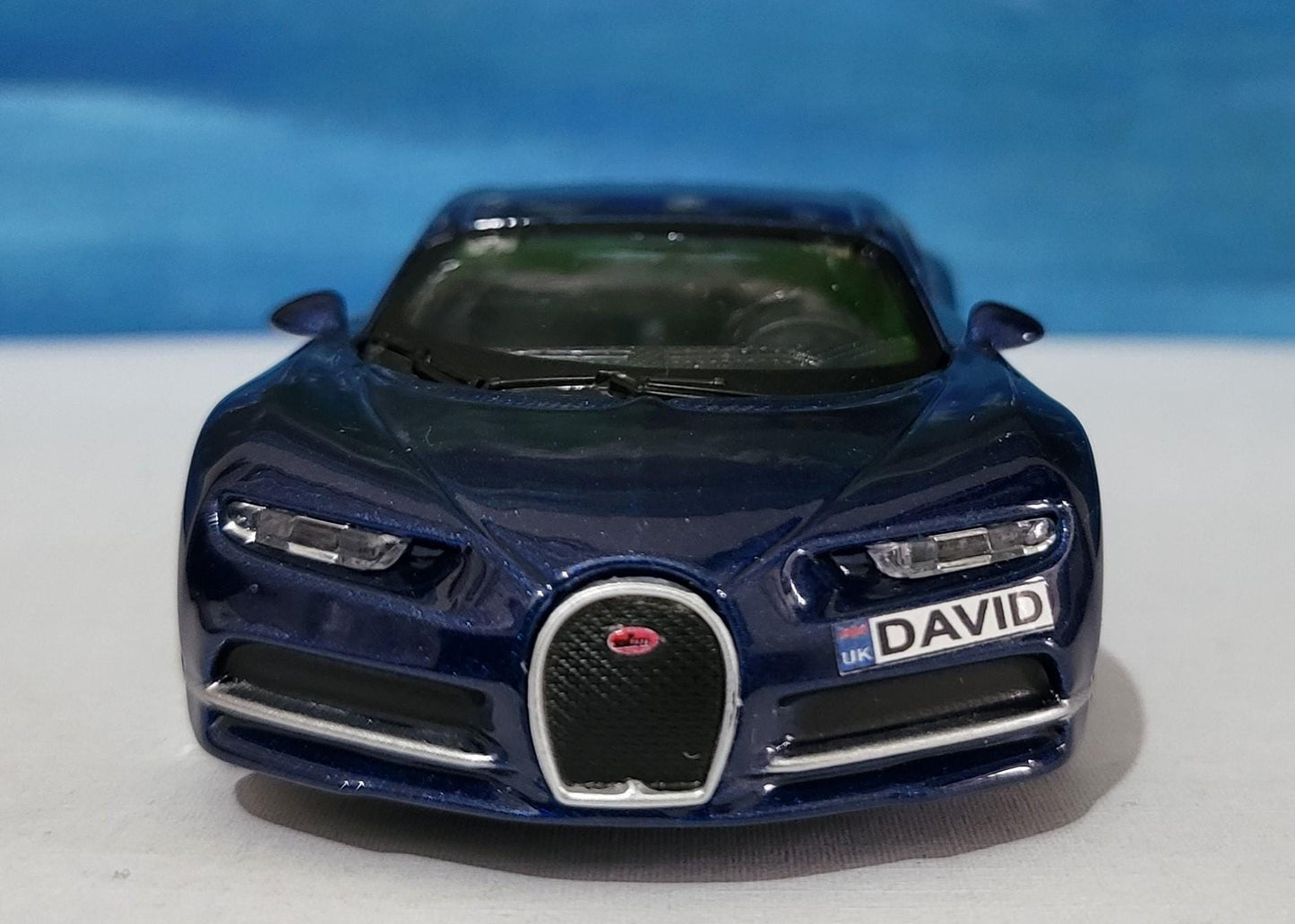Bugatti Chiron Blue 1:43 Scale Toy Car Model – Custom Plates – Gift for Boy, Girl, Dad, Mom, Uncle, Grandad – Birthday or Christmas Present