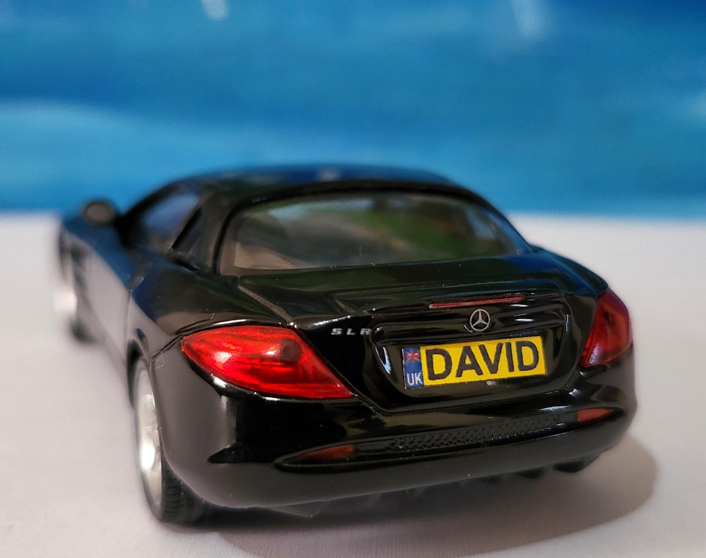 Personalized Name Plate for Mercedes McLaren SLR | 1:43 Black Diecast Model Car | Custom Miniature Toy | Perfect Gift for Collectors