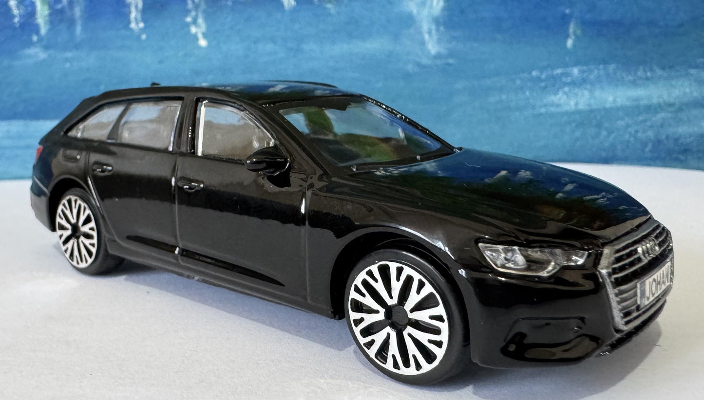 Audi A6 1:43 Scale Model Car - Custom License Plate | Personalized Gift for Dad, Kids, Boy, men, Collectors | Die-Cast Toy with Box Black