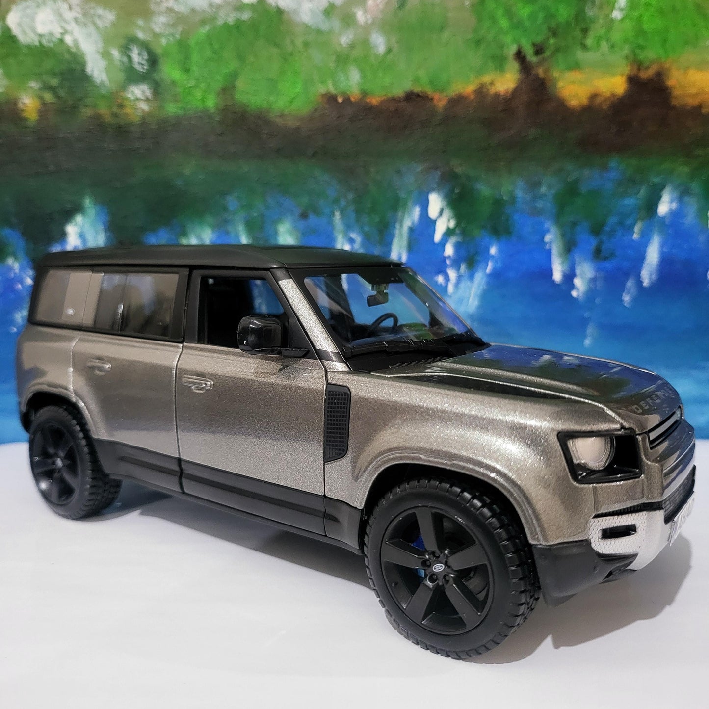 PERSONALISED PLATES licensed Land rover Defender 110 1:24 Scale Car Model boy girl dad mom uncle grandad brother birthday Easter Light Green