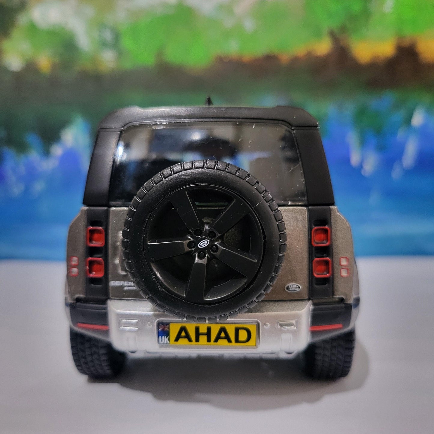 PERSONALISED PLATES licensed Land rover Defender 110 1:24 Scale Car Model boy girl dad mom uncle grandad brother birthday Easter Light Green