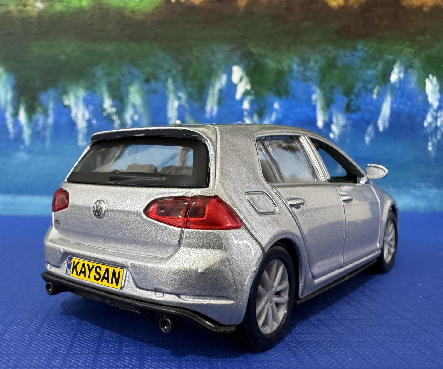 PERSONALISED PLATES name VW Polo Golf Gti Toy Car Model boy girl dad mom uncle grandad brother Birthday gift Boxed Large 1:36 scale