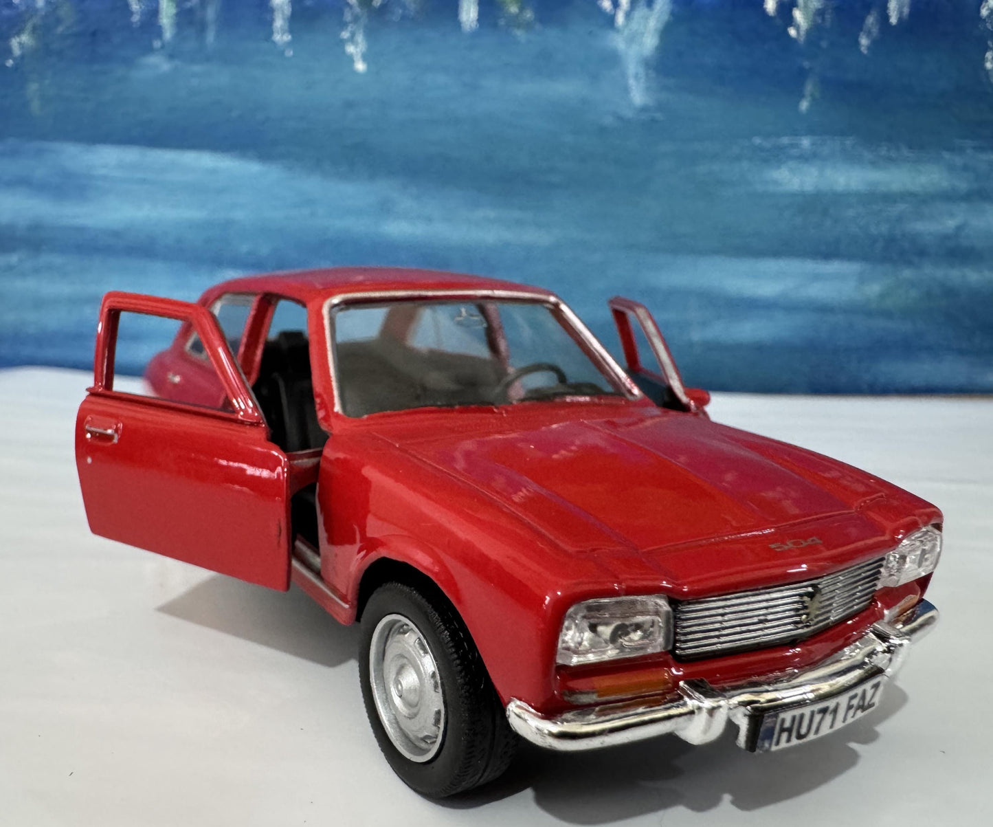 Custom 1975 Peugeot 504 Diecast Car with Personalized Name Plate | Vintage Classic Model Gift for Dad Mom Uncle | Boxed Collectible