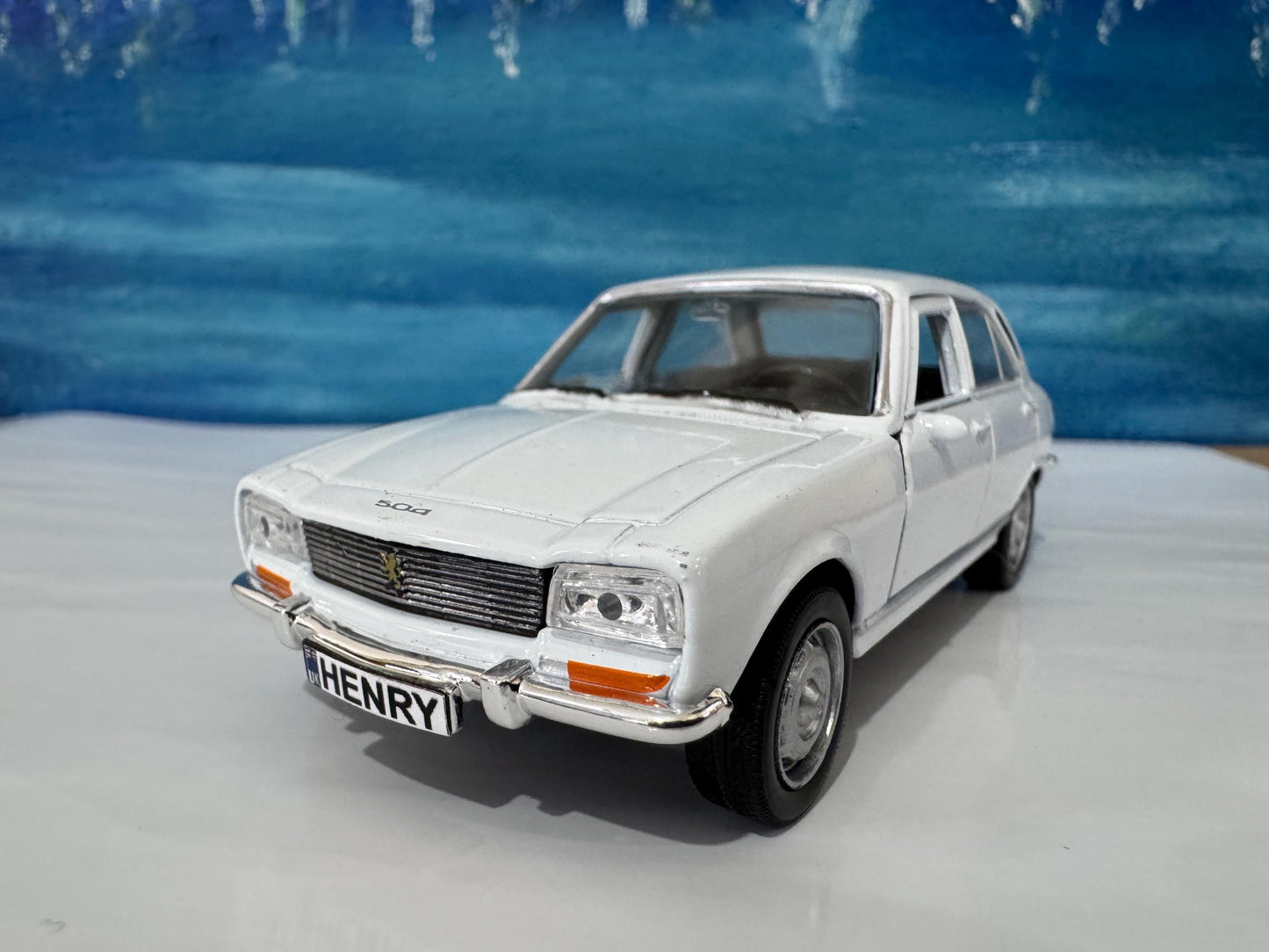 Custom 1975 Peugeot 504 Diecast Car with Personalized Name Plate | Vintage Classic Model Gift for Dad Mom Uncle | Boxed Collectible