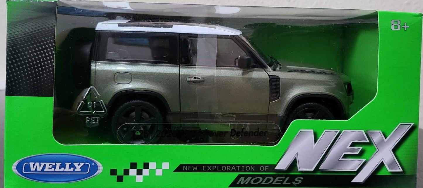 Land Rover Defender 110 1:24 Scale by Welly, Personalized Plates, 2-Door Licensed Model, Gift for Boy Girl Dad Mom Grandad Birthday Boxed