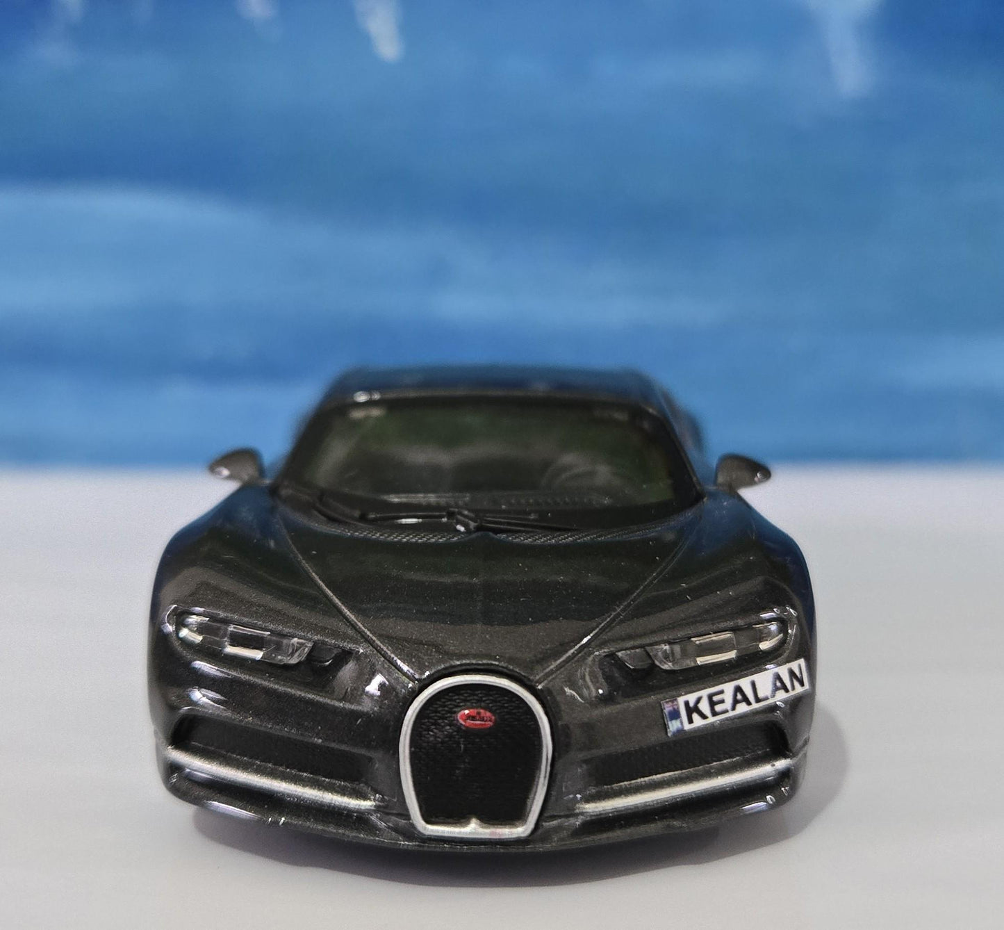 Custom Plates – Bugatti Chiron Grey 1:43 Scale Toy Car Model – Gift for Boy, Girl, Dad, Mom, Uncle, Grandad – Birthday or Christmas Present