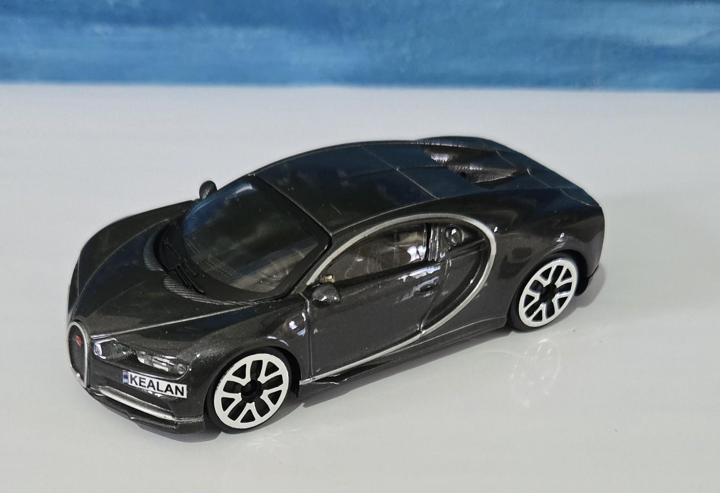 Custom Plates – Bugatti Chiron Grey 1:43 Scale Toy Car Model – Gift for Boy, Girl, Dad, Mom, Uncle, Grandad – Birthday or Christmas Present