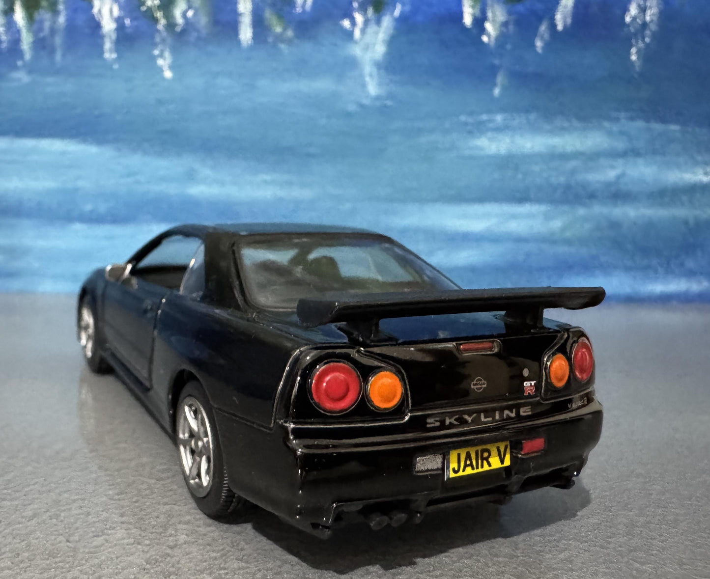 Personalized Nissan GTR R34 V-Spec II Diecast Model Car: Custom Name Plate