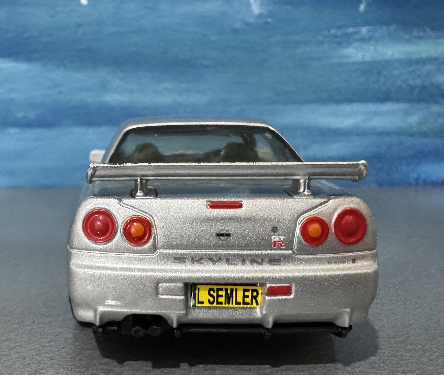 Personalized Nissan GTR R34 V-Spec II Diecast Model Car: Custom Name Plate