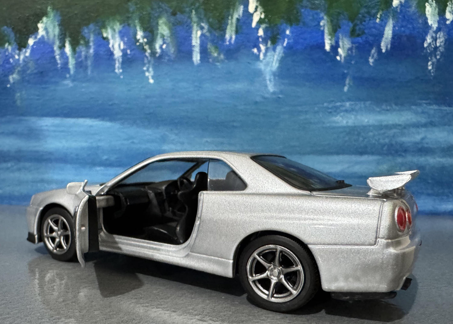Personalized Nissan GTR R34 V-Spec II Diecast Model Car: Custom Name Plate