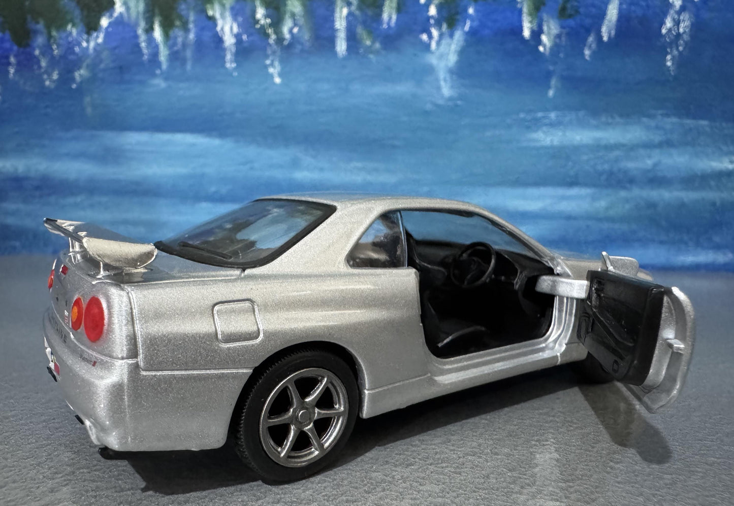 Personalized Nissan GTR R34 V-Spec II Diecast Model Car: Custom Name Plate