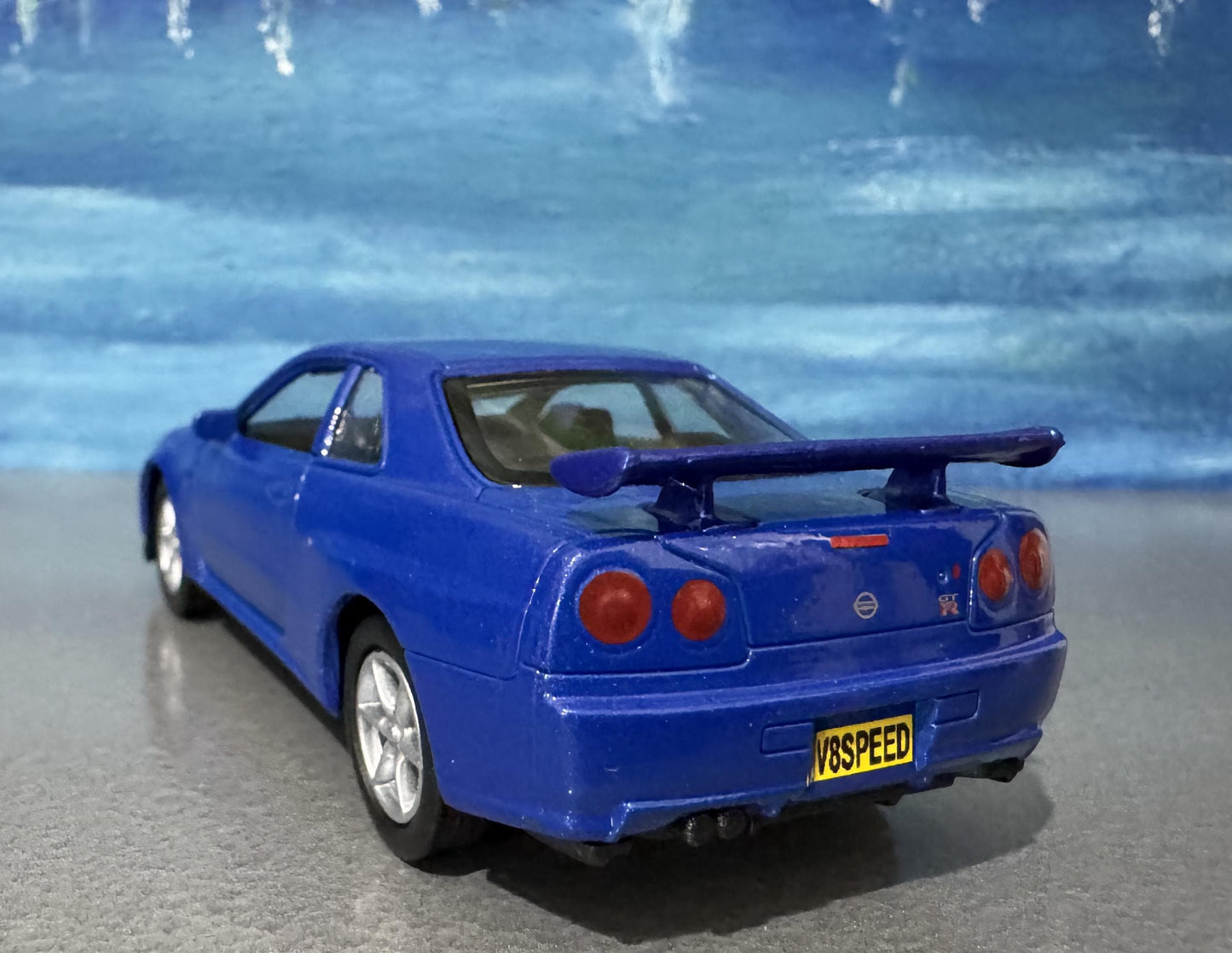 Personalized Nissan Skyline GTR R34 Diecast Model Car: Custom Name Plate