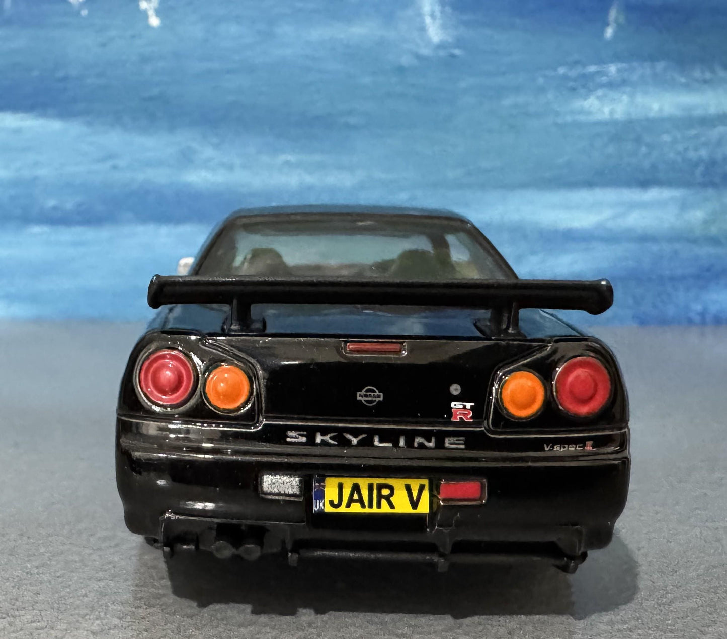 Personalized Nissan GTR R34 V-Spec II Diecast Model Car: Custom Name Plate