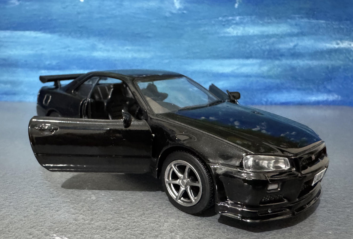 Personalized Nissan GTR R34 V-Spec II Diecast Model Car: Custom Name Plate