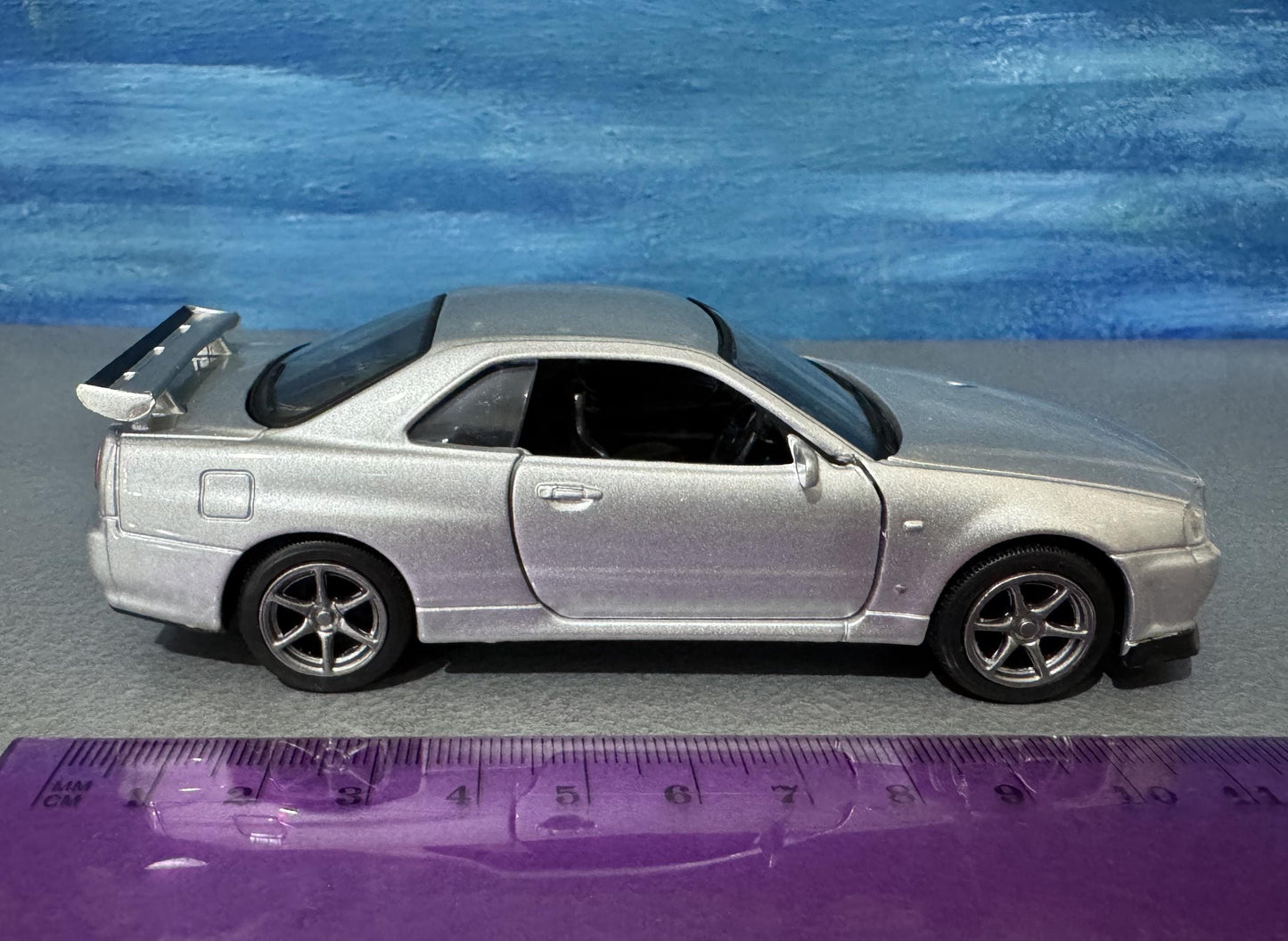 Personalized Nissan GTR R34 V-Spec II Diecast Model Car: Custom Name Plate