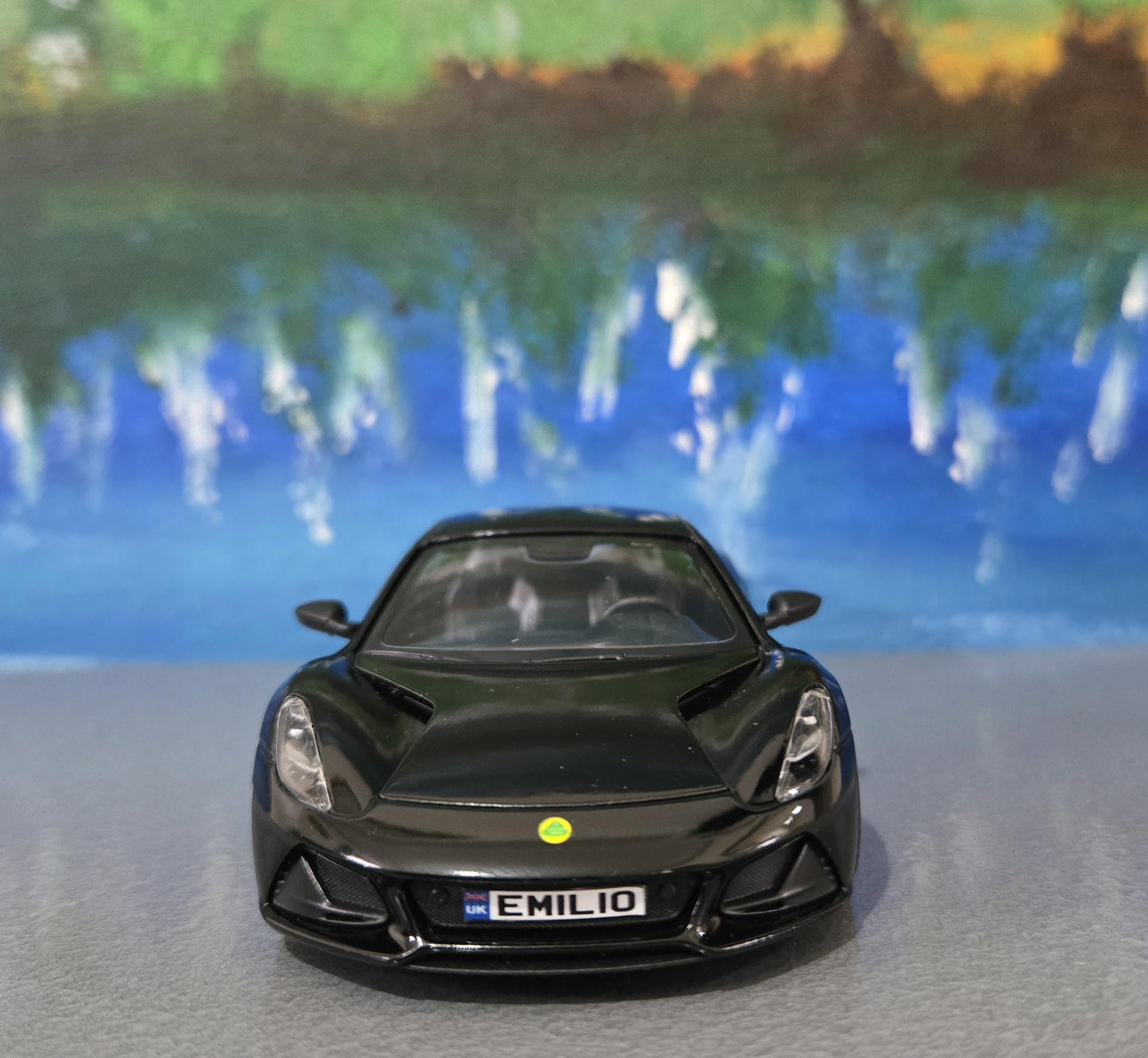Personalized Lotus Emira Blue Diecast Model Car: Pull Back Toy, Gift for Kids