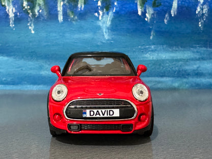 Personalised Name Plate Mini Cooper S HATCH– 1:38 Scale Diecast Model Car TOY | Custom Mini Collectible Gift for Dad, Husband, Boyfriend