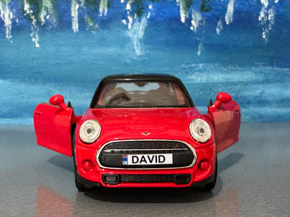 Personalised Name Plate Mini Cooper S HATCH– 1:38 Scale Diecast Model Car TOY | Custom Mini Collectible Gift for Dad, Husband, Boyfriend