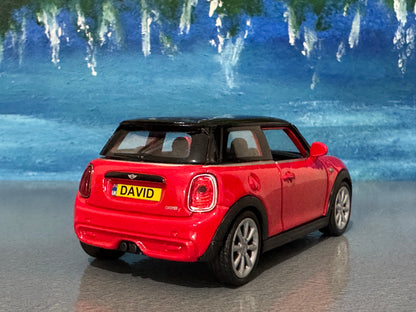 Personalised Name Plate Mini Cooper S HATCH– 1:38 Scale Diecast Model Car TOY | Custom Mini Collectible Gift for Dad, Husband, Boyfriend