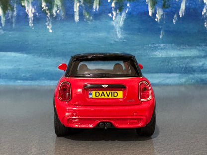 Personalised Name Plate Mini Cooper S HATCH– 1:38 Scale Diecast Model Car TOY | Custom Mini Collectible Gift for Dad, Husband, Boyfriend