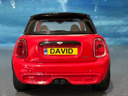 Personalised Name Plate Mini Cooper S HATCH– 1:38 Scale Diecast Model Car TOY | Custom Mini Collectible Gift for Dad, Husband, Boyfriend
