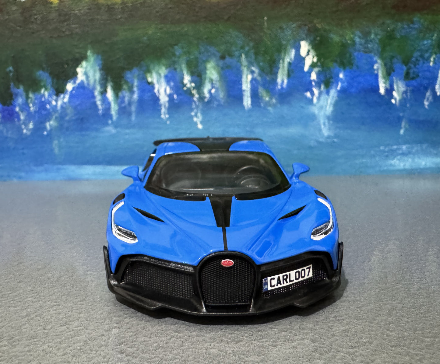 Licensed Bugatti Divo Diecast Car 1:36 – Blue/Black Model with Custom Name Plate – Collectible Toy Car Gift for Kids & Adults – Gift Sleeve